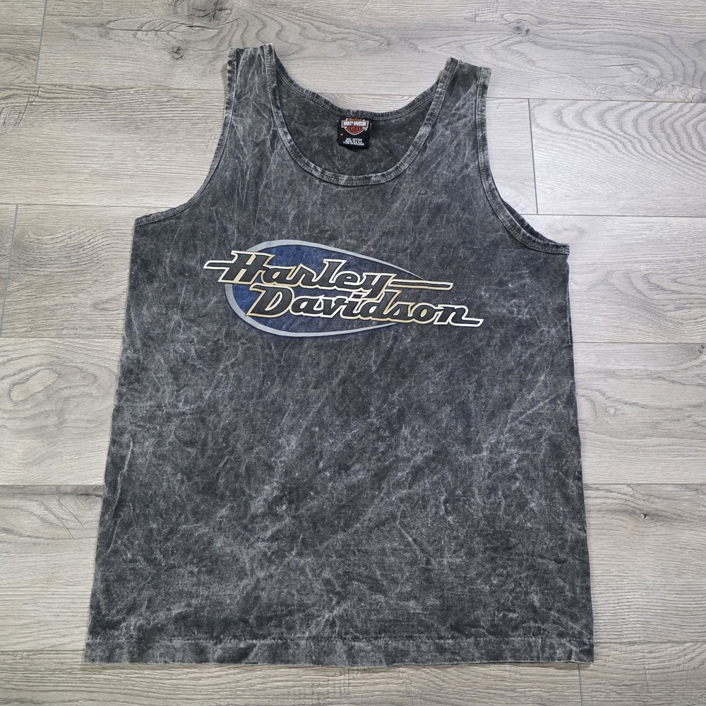 Vintage Harley Davidson Tank Top Men's M Gray Daytona Beach Florida Made USA